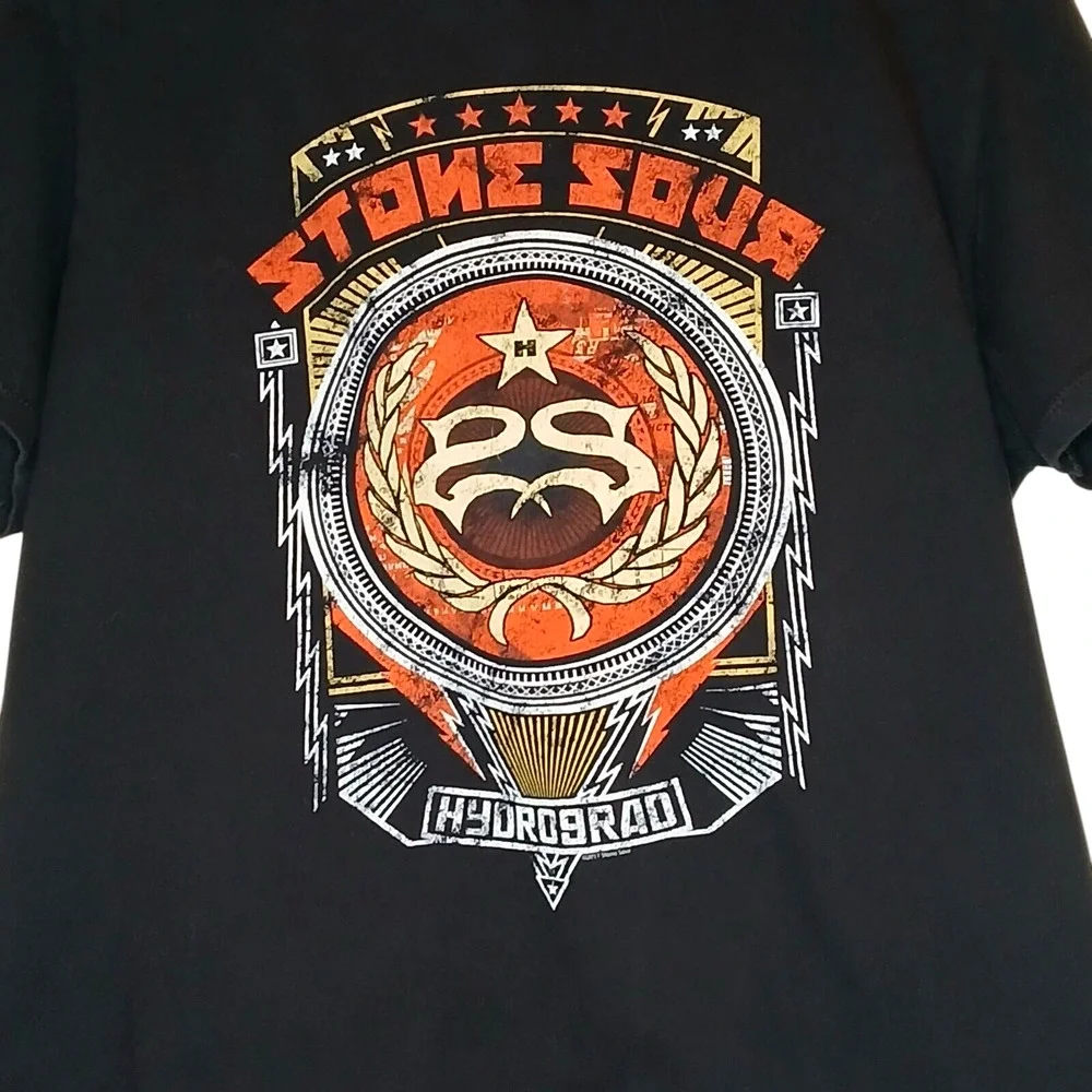 Stone Sour Hydrograd Mens Graphic T Shirt Short Sleeve Black‎ and Red Crew Neck